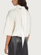 White Salvatore Ferragamo dropped-shoulder knit top, back view