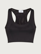 Black Salvatore Ferragamo jersey racerback crop top, front view