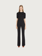 Salvatore Ferragamo black wool knit top, side profile view