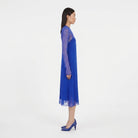 Bluette Salvatore Ferragamo midi dress showing layered construction, back view
