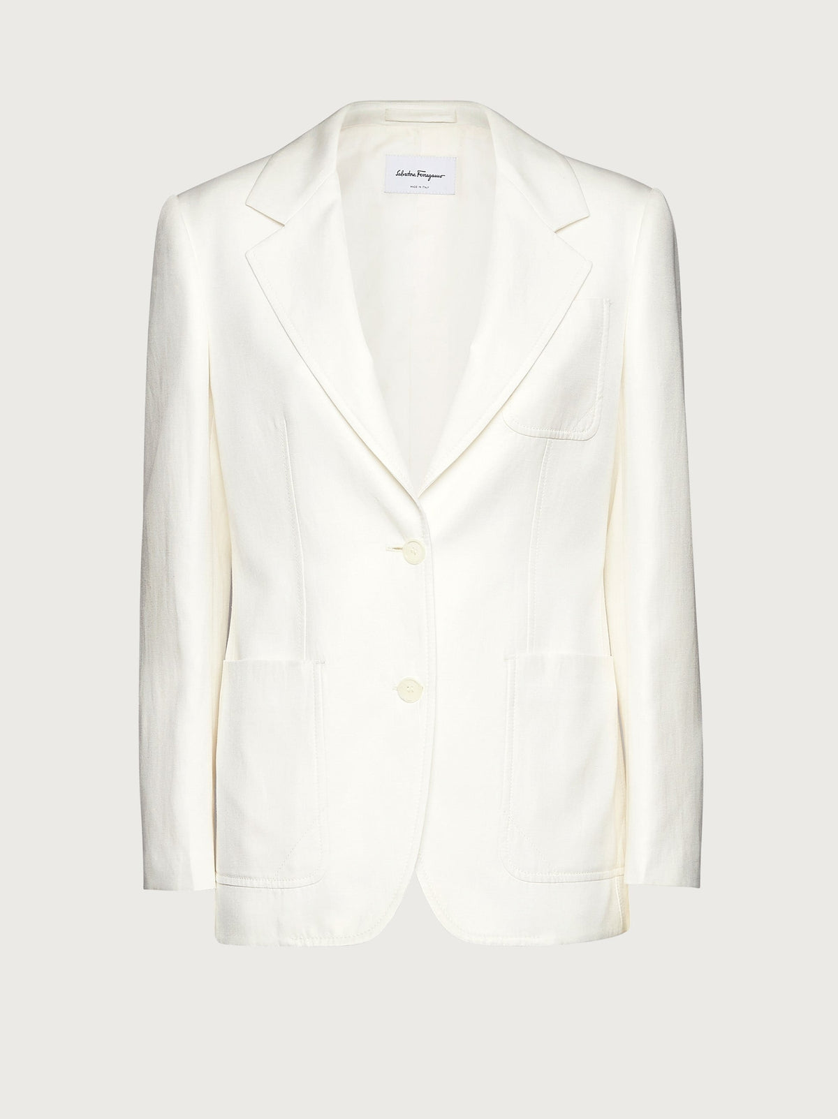 White Salvatore Ferragamo single-breasted blazer, front view