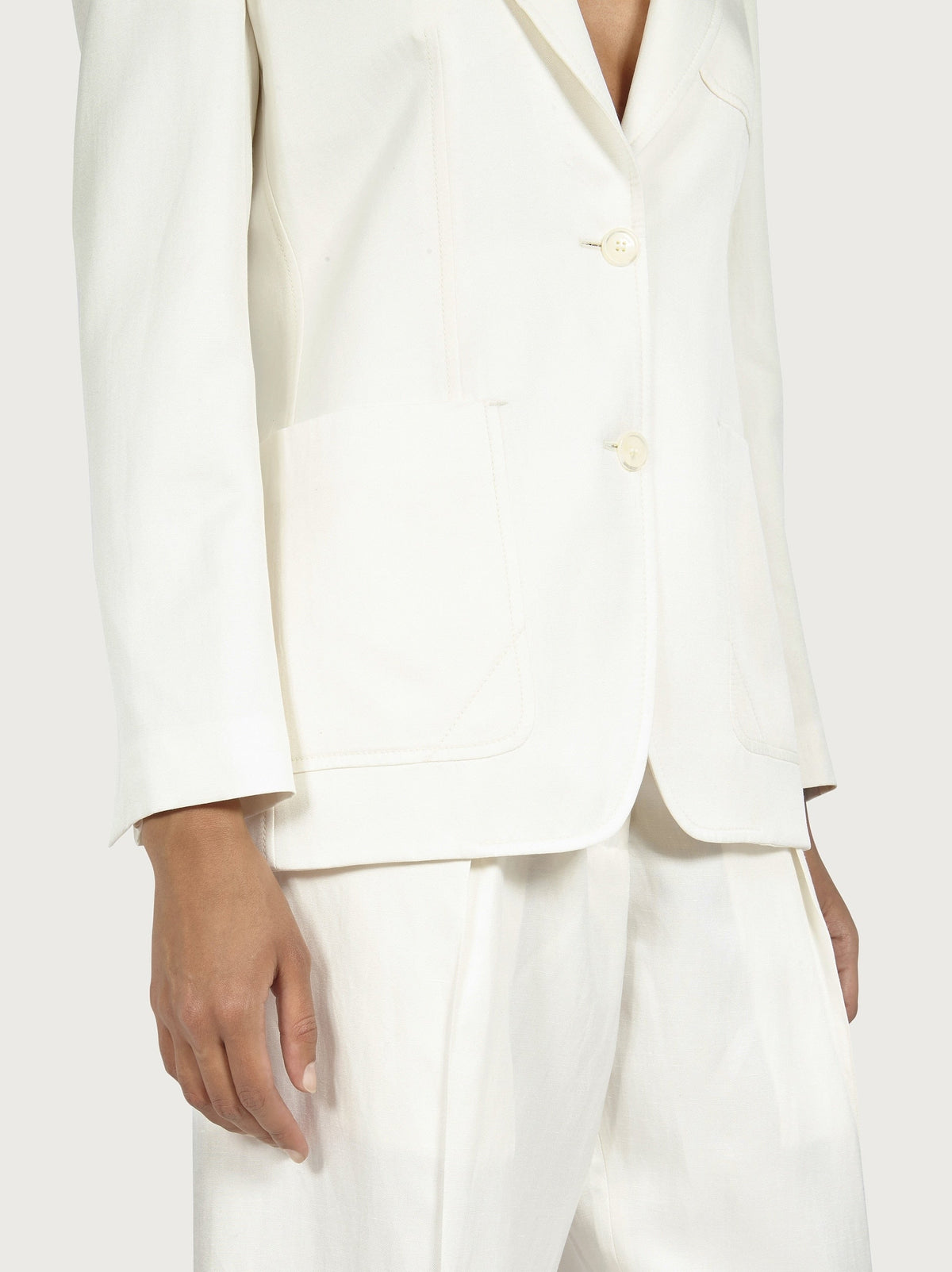 White Salvatore Ferragamo blazer patch pocket detail