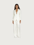 White Salvatore Ferragamo blazer two-button closure, close-up
