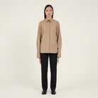 Khaki/camel Salvatore Ferragamo button-front shirt, front view