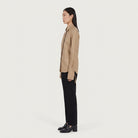 Khaki/camel Salvatore Ferragamo shirt with cuffed wrist slits, detail view
