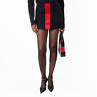 Black Salvatore Ferragamo wool mini skirt, detail of concealed side zip