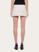 White Salvatore Ferragamo mini skirt with contrast satin panel, side view