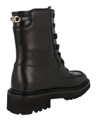 Salvatore Ferragamo black leather boots, interior view showing lining