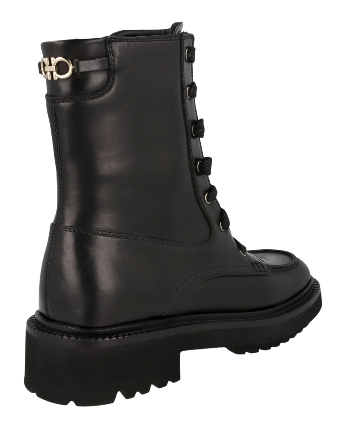 Salvatore Ferragamo black leather boots, interior view showing lining