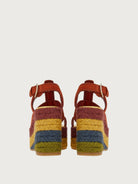 Rust suede Salvatore Ferragamo Renee wedge espadrille, top view