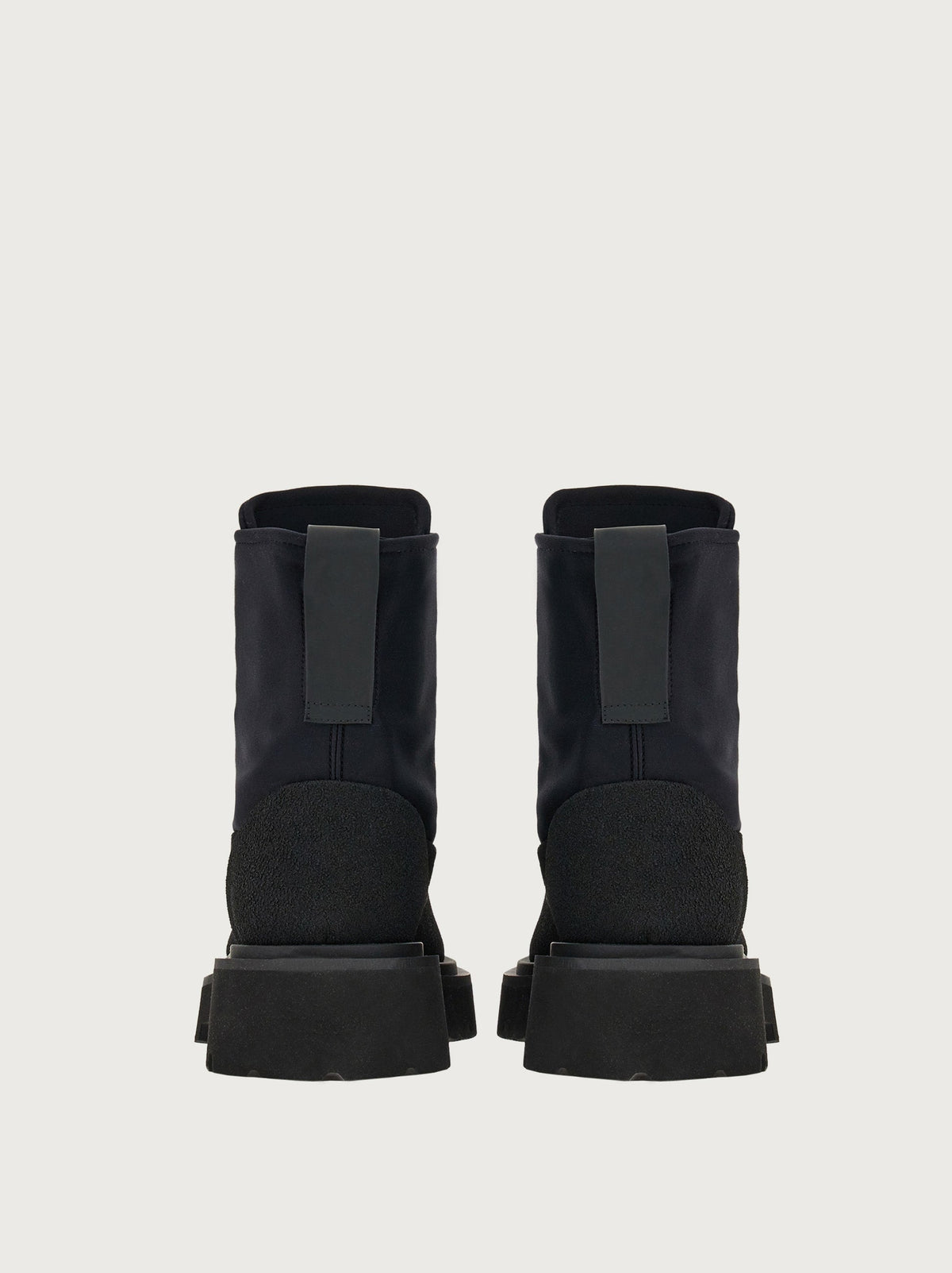 Black Salvatore Ferragamo Atlante 2 boot, rear view with heel pull-tab
