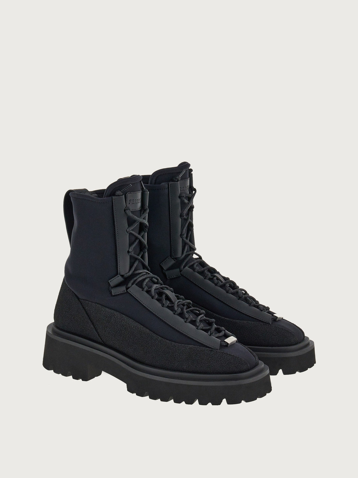 Black Salvatore Ferragamo Atlante 2 ankle boot, sole view showing lug tread