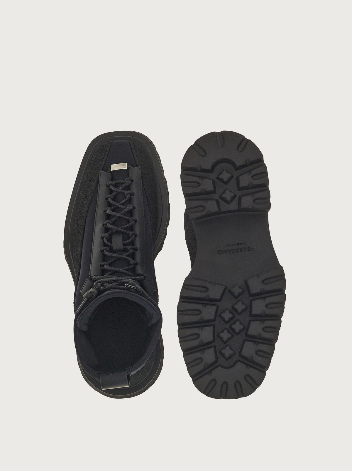 Black Salvatore Ferragamo Atlante 2 boot, detail of toggle lock closure