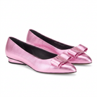 Flamingo pink Salvatore Ferragamo Viva ballet flat, top view showing bow
