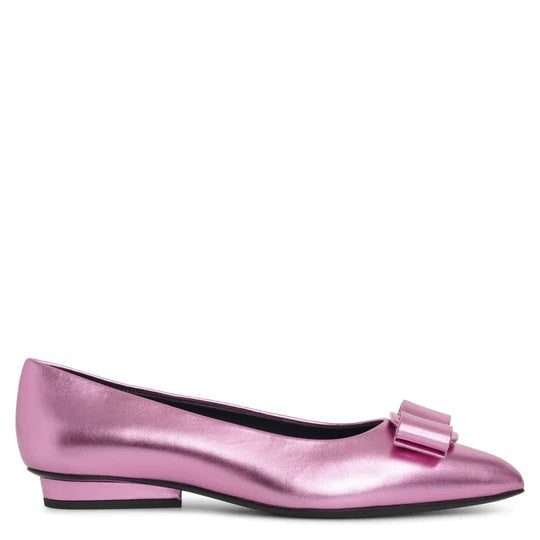 Flamingo pink Salvatore Ferragamo Viva ballet flat, sole view showing leather construction