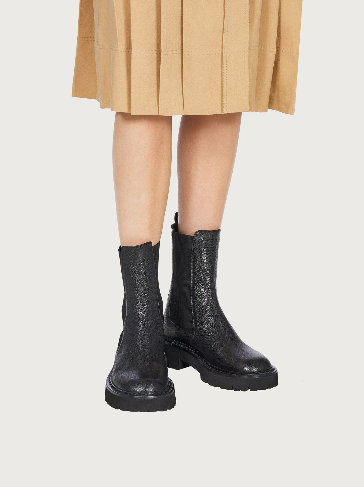 Salvatore Ferragamo Oderico black bootie, rear view showing collar and hardware detail