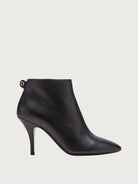 Black Salvatore Ferragamo leather ankle bootie with pointed toe, side view