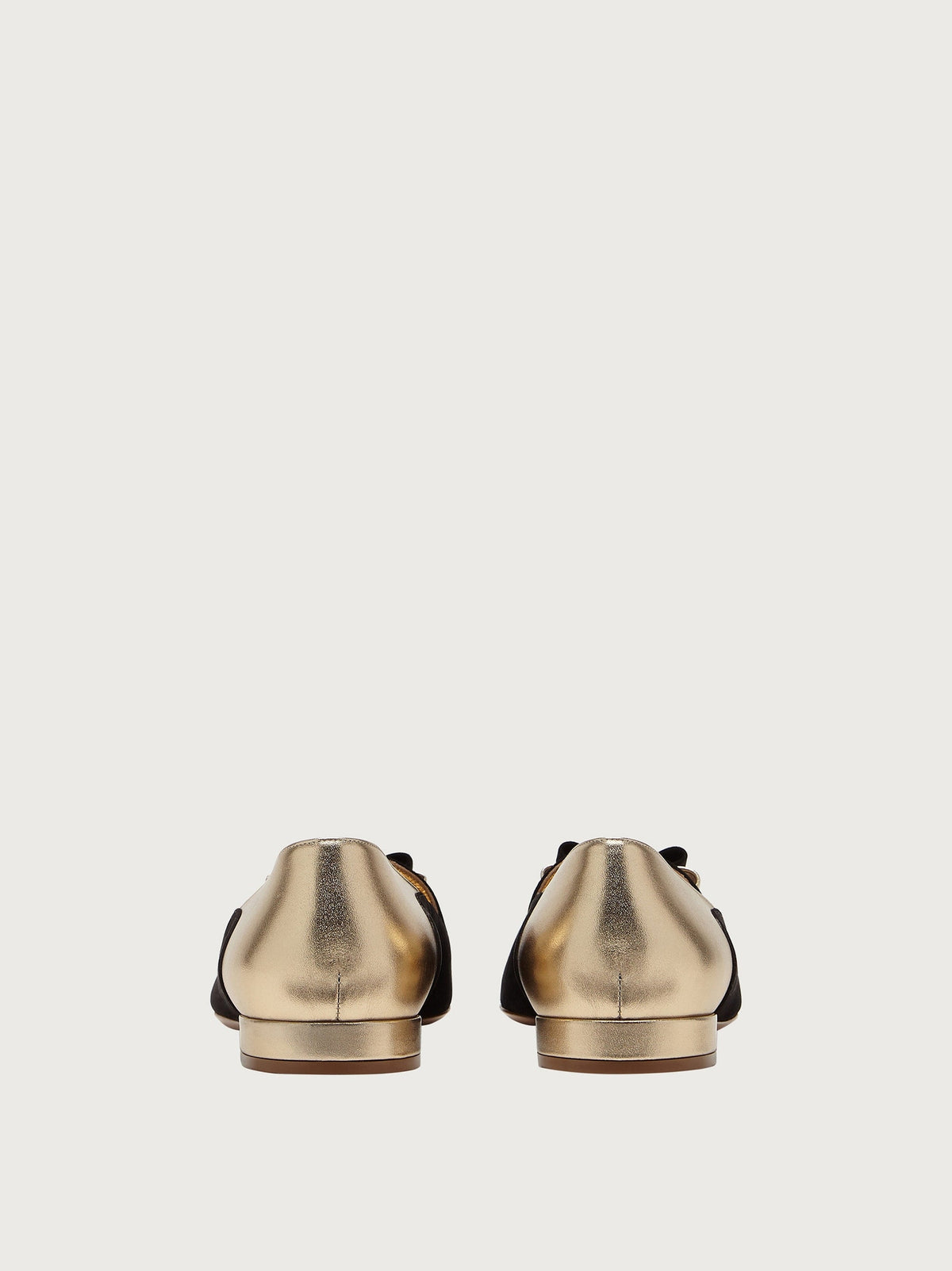 Salvatore Ferragamo Hausen 10 flat showing metallic gold heel detail