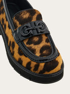 Salvatore Ferragamo Ofelia loafer in leopard print, sole view showing rubber construction