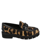 Leopard print calf hair loafer with leather trim by Salvatore Ferragamo, interior view