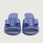 Blue leather Salvatore Ferragamo Valery 55 mule with oversized bow, side view
