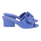 Blue leather Salvatore Ferragamo Valery 55 mule with open back, rear view