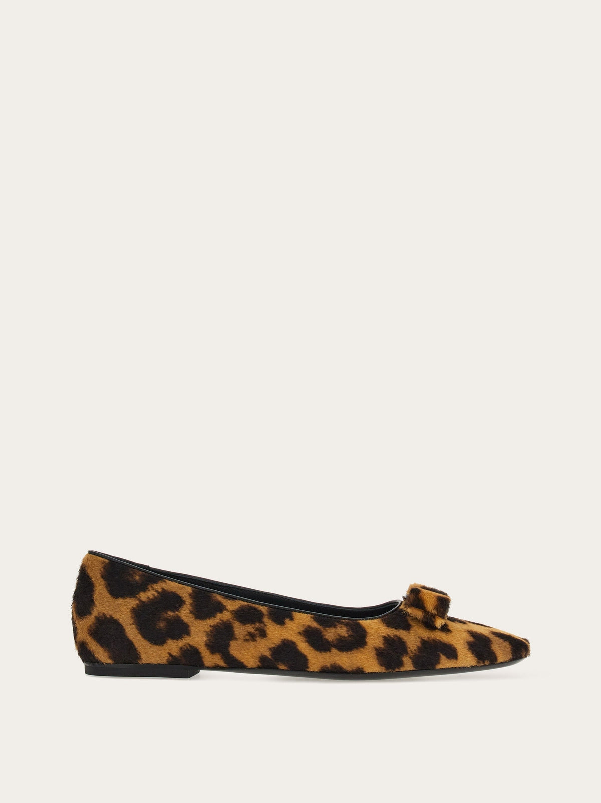 Leopard-print Salvatore Ferragamo Siwar ballet flat with bow detail, side view