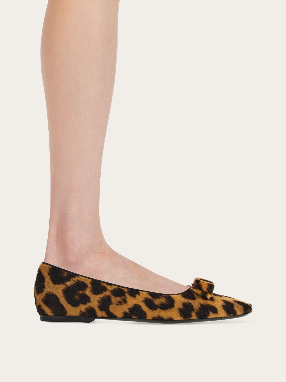 Leopard-print Salvatore Ferragamo Siwar ballet flat, front three-quarter view