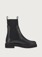 Black leather Salvatore Ferragamo Rook Chelsea boot, round toe detail