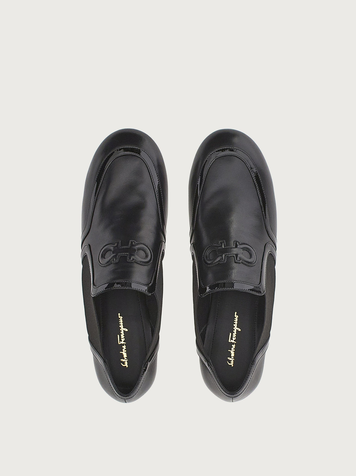 Black Salvatore Ferragamo Jayda loafer with Gancini hardware, front view