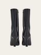 Black Salvatore Ferragamo Selema Z leather bootie, rear view showing heel