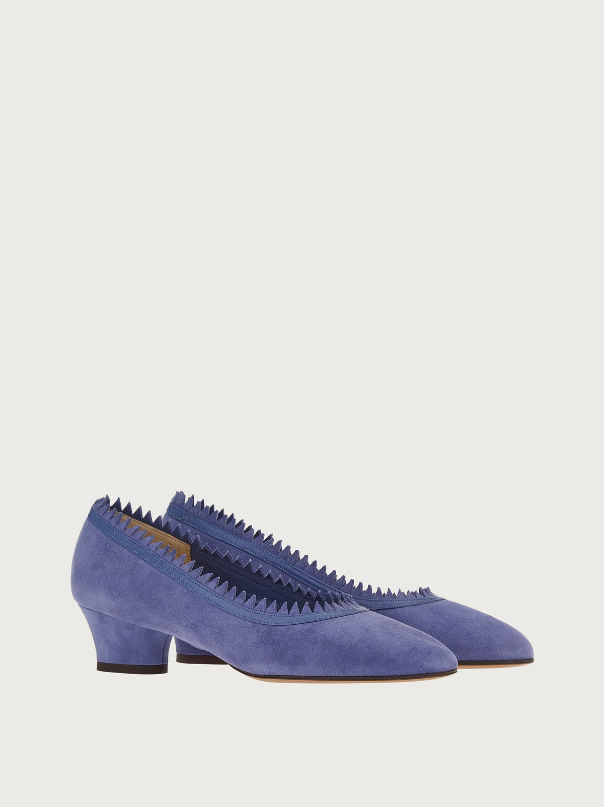 Bluette suede ballet flat by Salvatore Ferragamo, front angle view