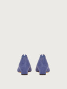 Bluette suede ballet flat by Salvatore Ferragamo, top view showing scalloped trim