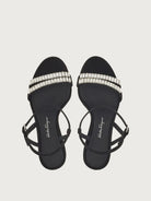 Black suede Salvatore Ferragamo Idwige sandal, front angle view