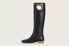 Black leather Salvatore Ferragamo Avio 10 knee-high boot, front view