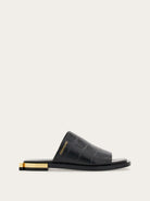 Black Salvatore Ferragamo Gancini calfskin slide sandals, side view