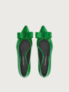 Dark green Viva ballet flat by Salvatore Ferragamo, rear view