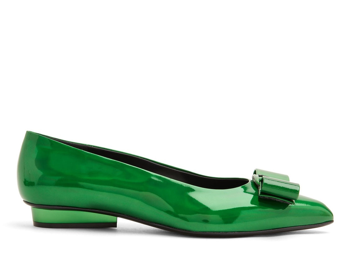 Salvatore Ferragamo Viva ballet flat in dark brilliant green, alternate angle