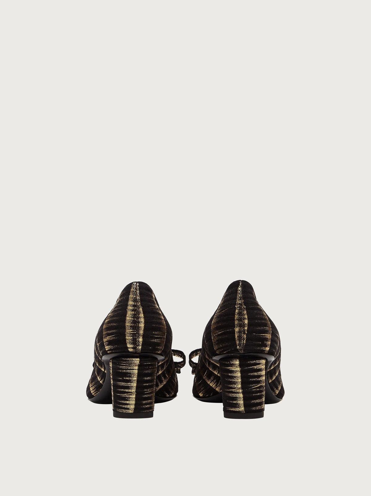 Salvatore Ferragamo striped jacquard pump with block heel, rear view