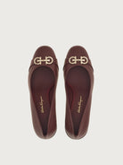 Bordeaux Salvatore Ferragamo pump with block heel, rear three-quarter view