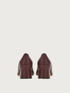 Bordeaux pump by Salvatore Ferragamo, front view with gold-tone hardware