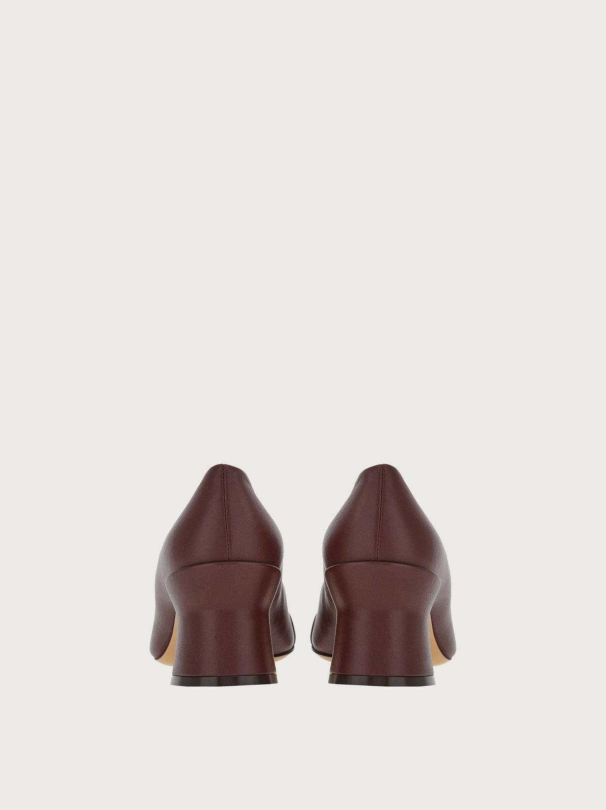 Bordeaux pump by Salvatore Ferragamo, front view with gold-tone hardware