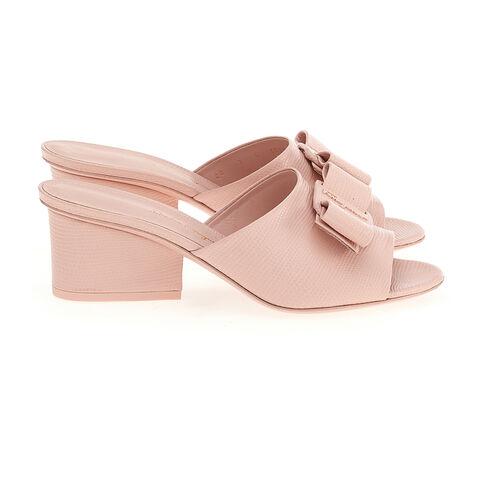 Salvatore Ferragamo Valery 55 mule in light pink, sole and heel detail