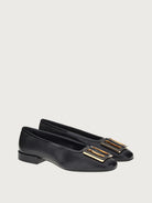 Black Salvatore Ferragamo Myrna ballet flat showing sole and heel