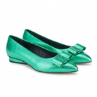 Metallic green Salvatore Ferragamo ballet flat with pointed toe, top view
