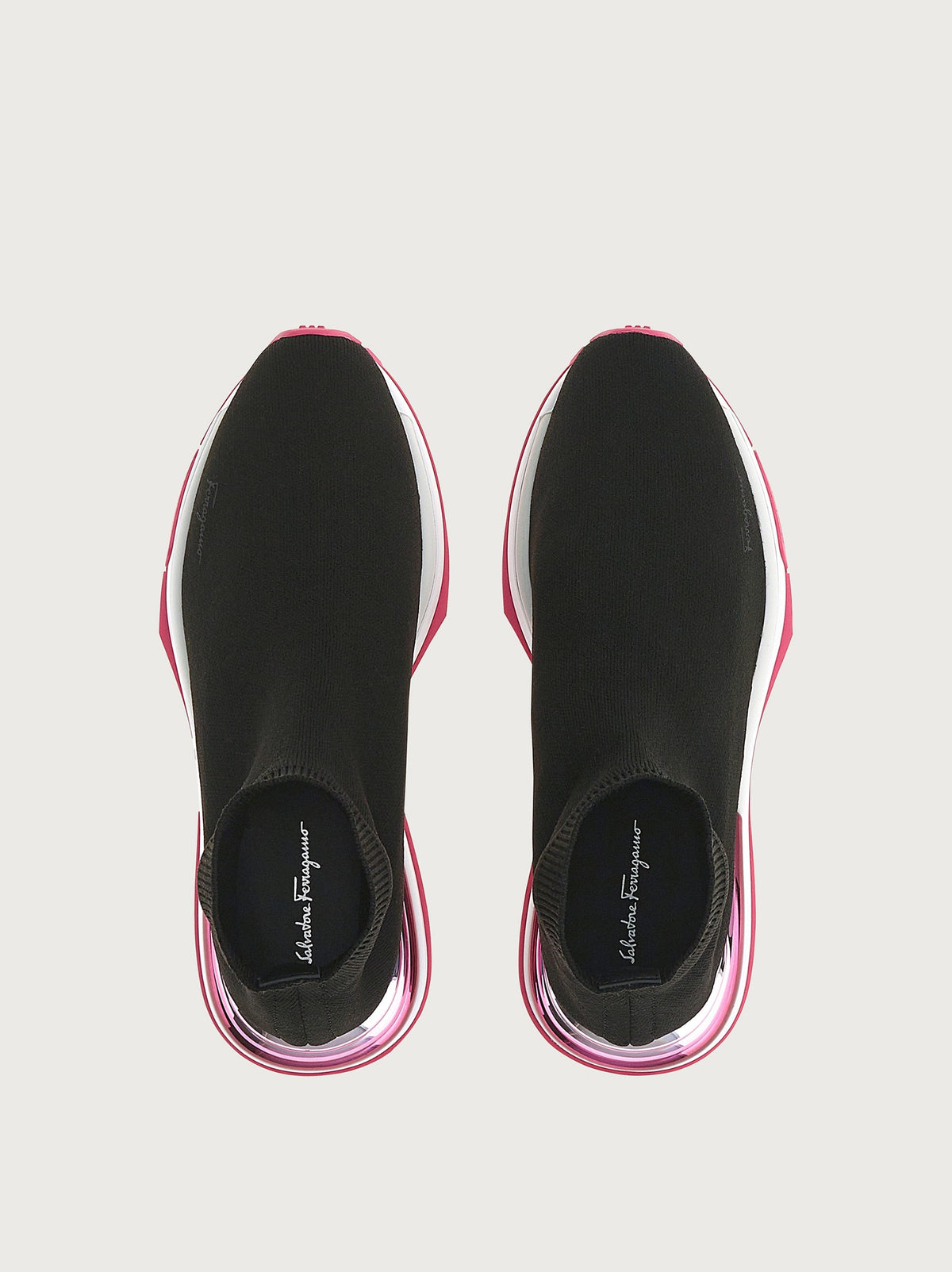 Black Salvatore Ferragamo Ninette sock sneaker, front angle view