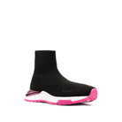 Black Salvatore Ferragamo Ninette sock sneaker, ankle detail view