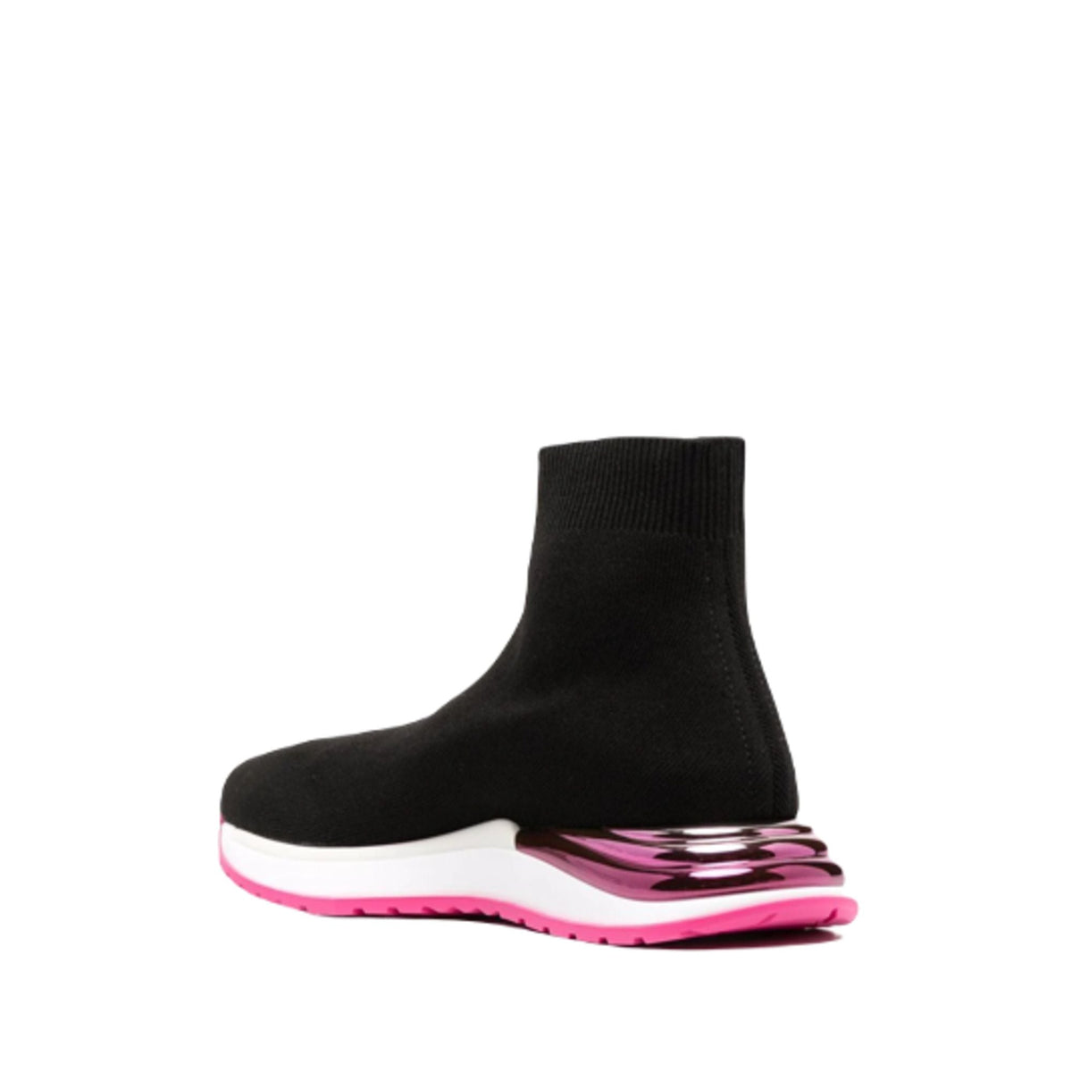 Black Salvatore Ferragamo Ninette sock sneaker, close-up of rubber sole