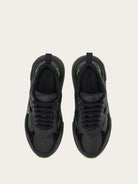 Black Salvatore Ferragamo Cosimina sneaker showing Gancini plaque detail