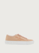Light pink Salvatore Ferragamo Mediterr Eco platform sneaker, side view